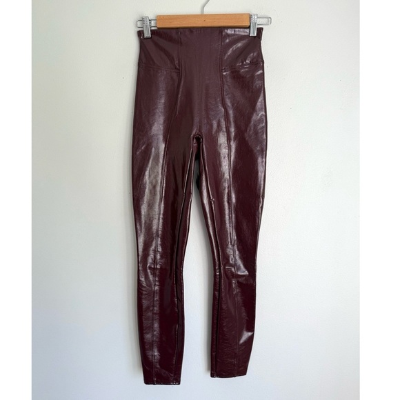 Spanx Faux Patent Leather Leggings in Ruby Red - Picture 6 of 10